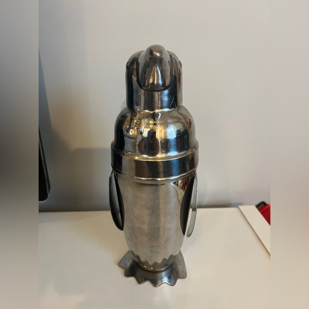 Pottery Barn Viski Penguin Cocktail Shaker with Strainer, Stainless Steel - Picture 3 of 12
